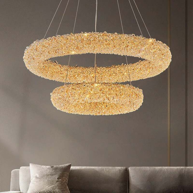

Nordic Round Crystal Led Pendant Lights for Living Dining Room Food Tables Bedroom Chandelier Home Decor Lusters Luminaires