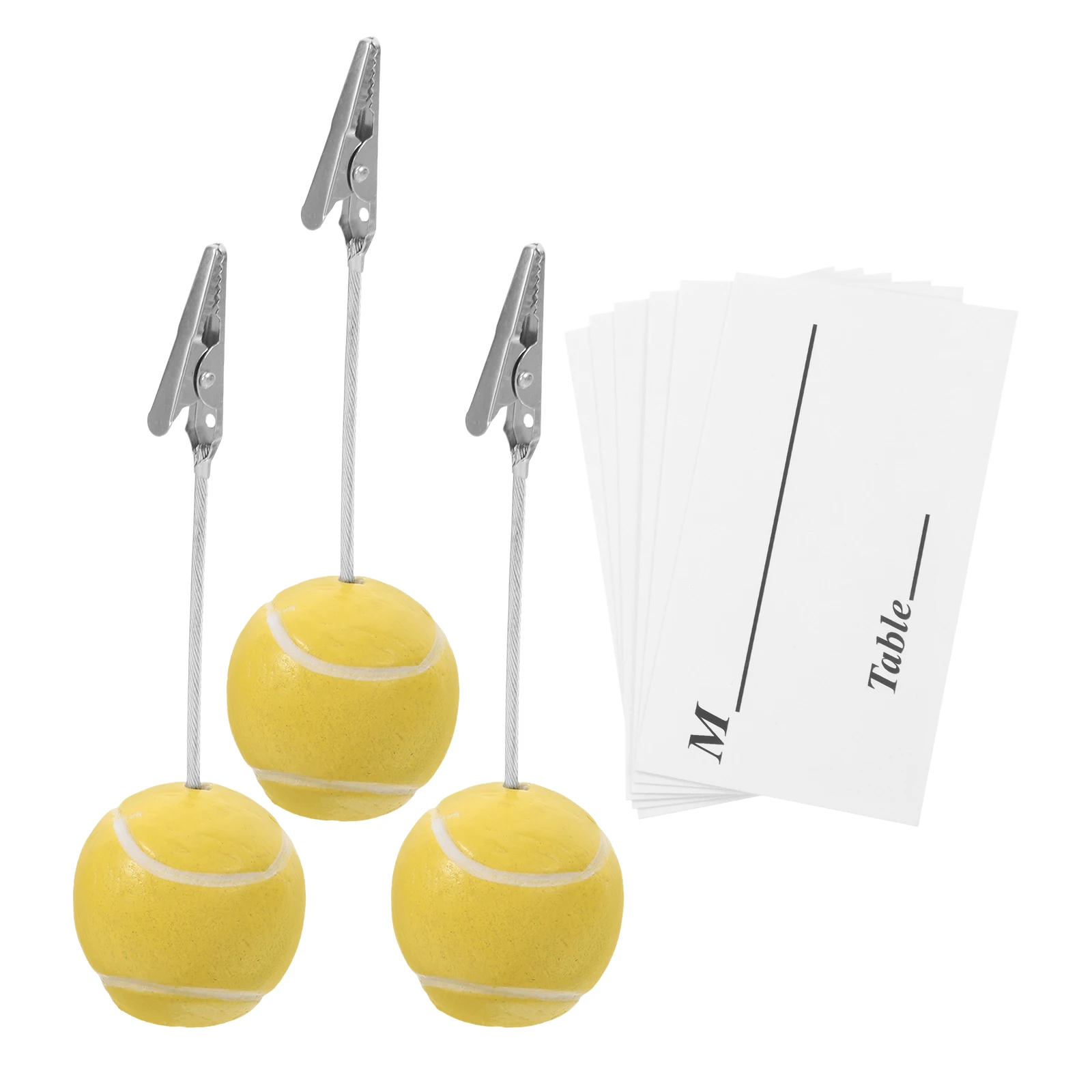 

3pcs Ball Shaped Memo Clips Business Card Holders Desk Photo Stands Table Numbers Sports Office Supplies