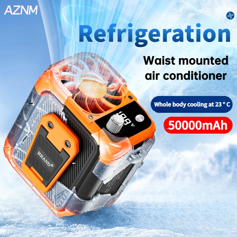 Mini ventilateur de taille haute vitesse, ventilateur de cou USB sans pales, ventilateur multifonctionnel d'extérieur avec éclairage et affichage numérique, alimentation mobile