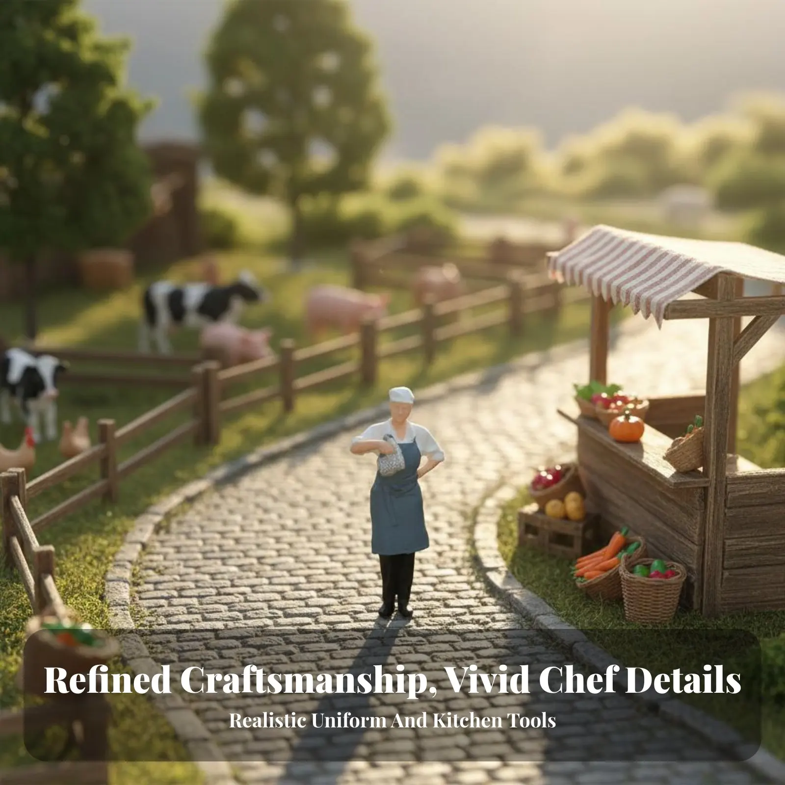 

1:64 Scale Figure Photography Props 1:64 Scale People Figure Miniature Chef Figurine Realistic Design Tiny People Model