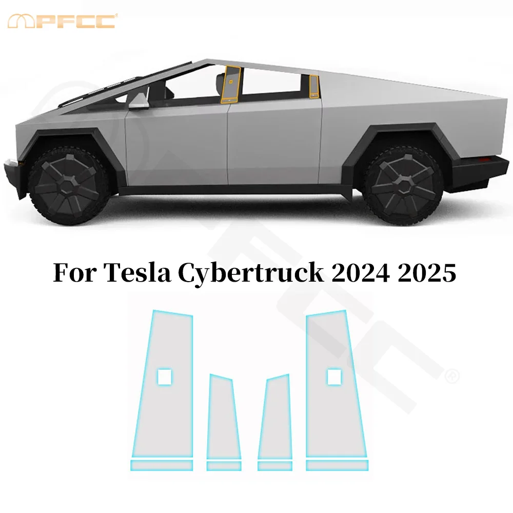 Car Headlight Rearview B C Pillar TPU Paint Protection Film For Tesla Cybertruck 2024-2026 Clear Bra Anti-Scratch Invisible Kit