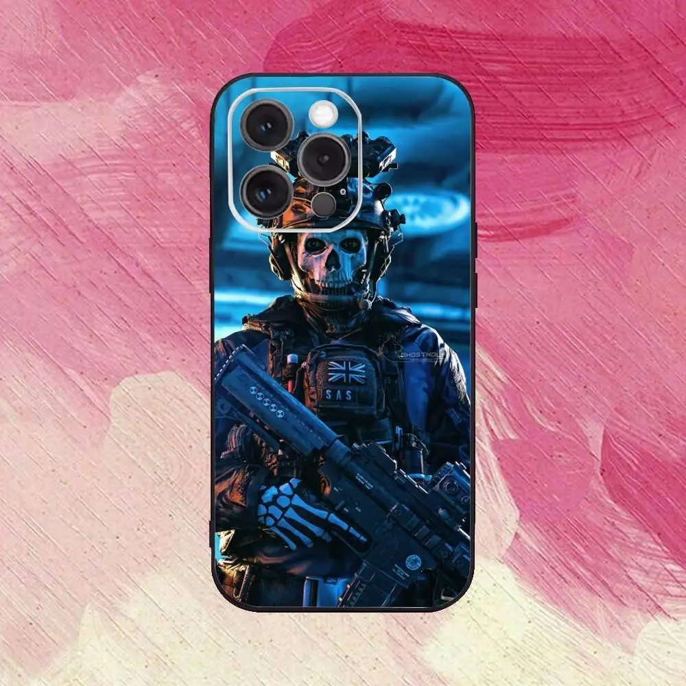 C-COD C-Call Of D-Duty Ghosts جراب هاتف لهاتف iPhone17,16,15,14,13,12,11 Plus، Pro Max غطاء أسود ناعم