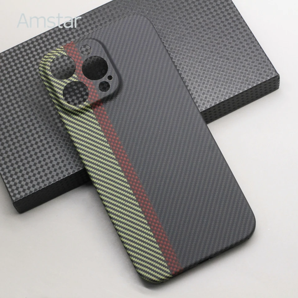 Amstar 600D Tricolor Carbon Fiber Phone Case for iPhone 14 Pro Max 14 Pro Ultra-thin Ultra-light Anti-fall Aramid Fiber Cover