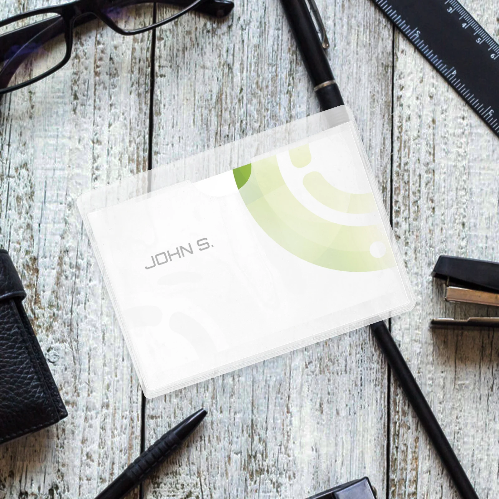 100 قطعة حامل بطاقات عمل ذاتي اللصق PVC من البلاستيك الشفاف جيوب ملصقات للبطاقات لمنظم الكمبيوتر المحمول والمخطط المكتبي #4