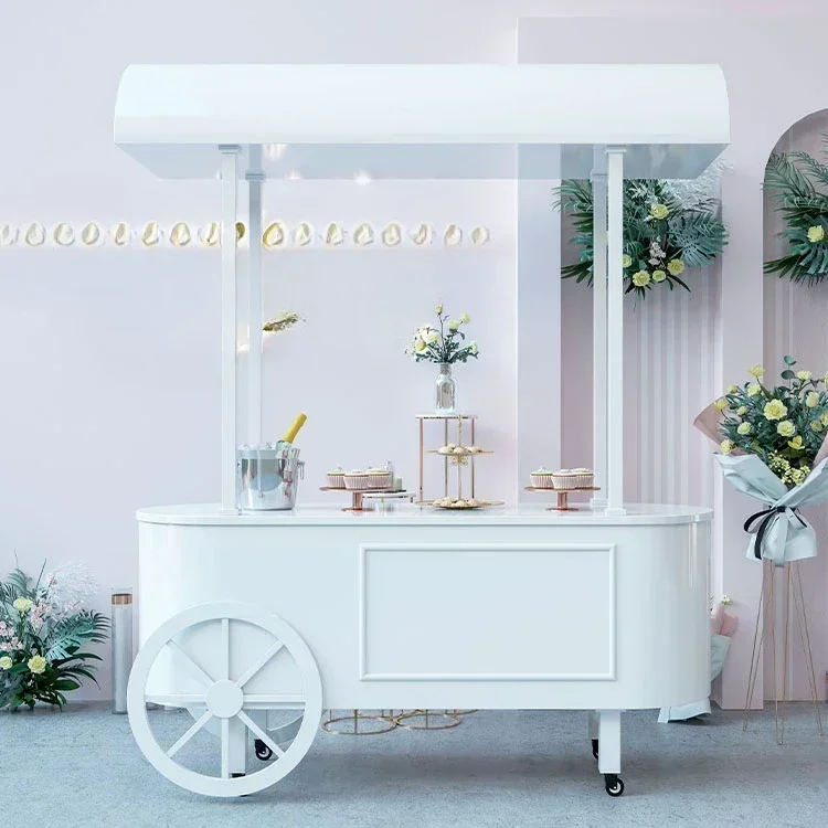 Hot Sale MDF Wedding Display Flower Candy Desserts Display Party Sweet Cart With Wheel