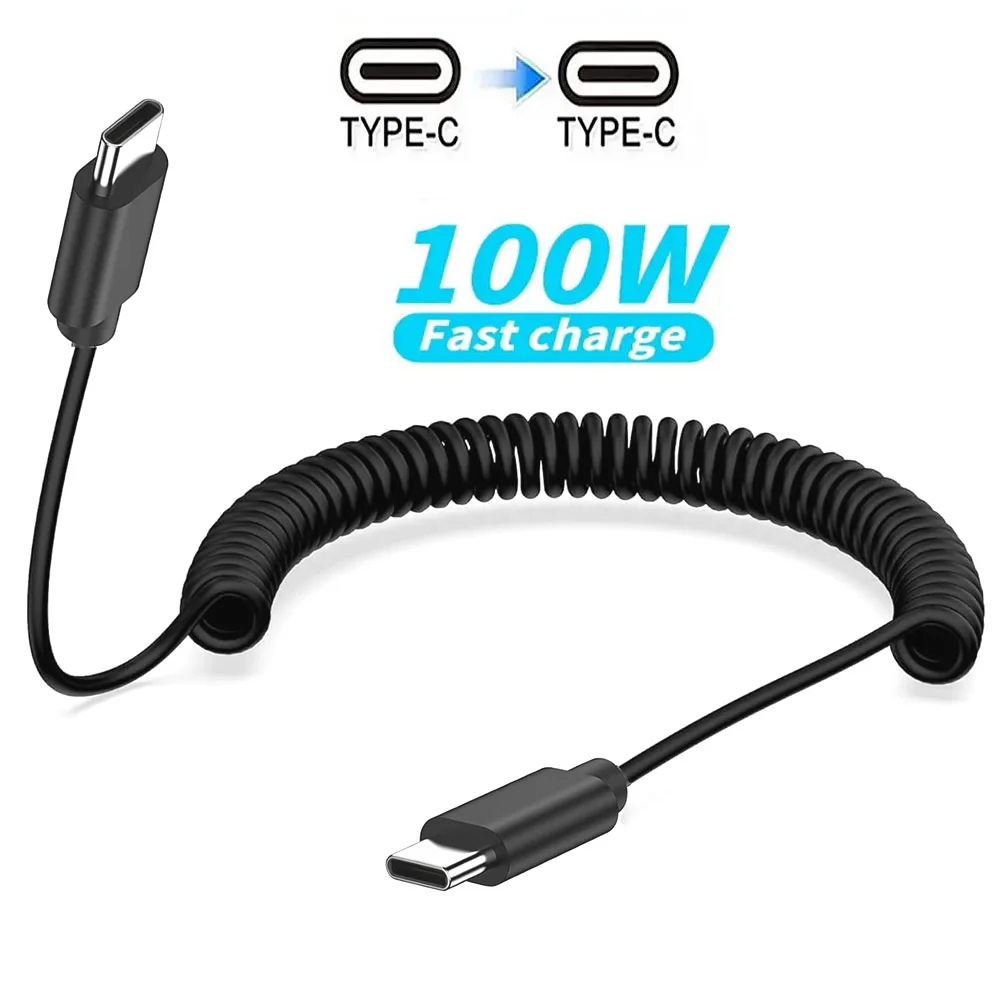 PD 100 W Typ C auf Typ C Kabel 5A Schnellladung USB C Frühling Autoladekabel für iPhone 15 Xiaomi 12 Samsung S23 MacBook