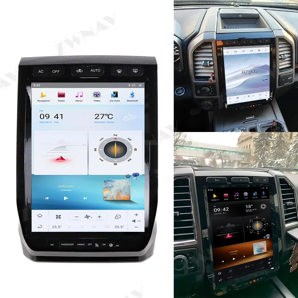 Vertical Tesa- Screen Android Multimedia Player GPS Navigation For Ford F150 2015 2016 2017 2018 2019 Auto Audio Radio Head Unit