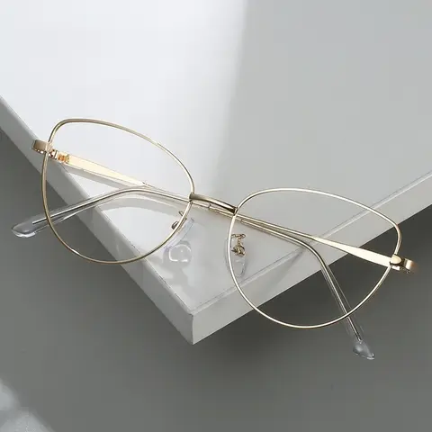 2025 여성을위한 패션 Cateye 푸른 빛 안경 빈티지 금속 처방 안경 프레임 여성 컴퓨터 안경 UV400