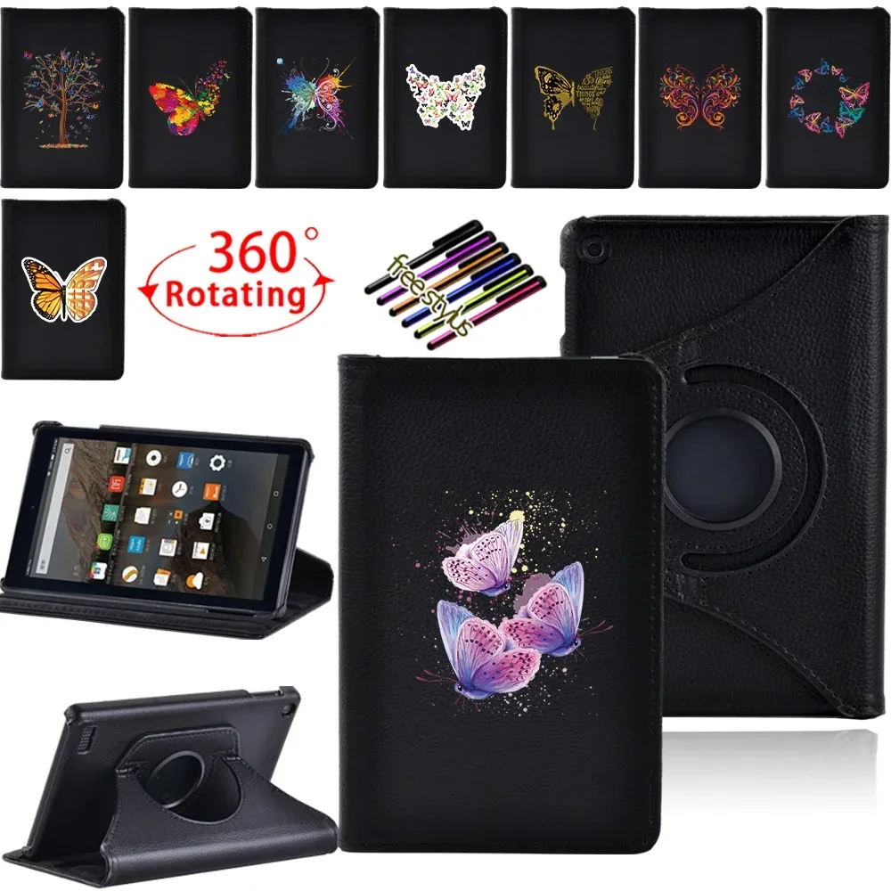 

Tablet Case for Fire 7 5th Gen /9th Gen 2019/7th Gen 2012 Dustproof Back Cover with Butterfly Pattern