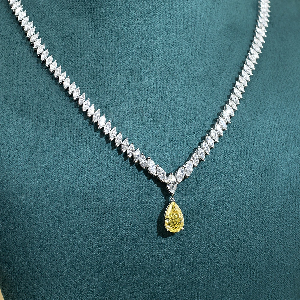 Messi Jewelry Custom Necklace Luxury Necklace S925 Pear Cut Lab Grown Diamond Necklace  MSN-886