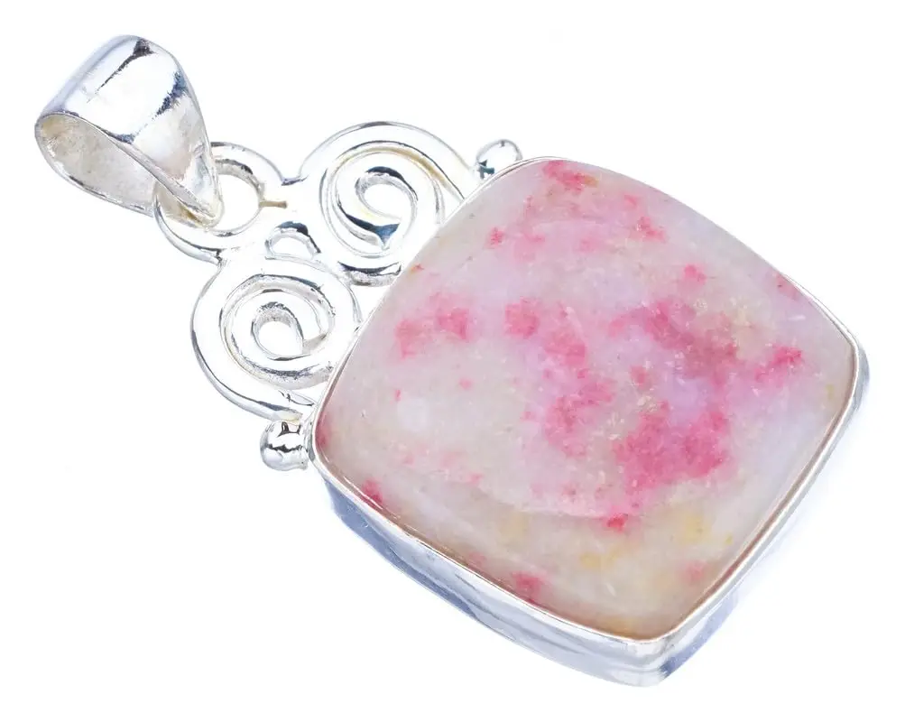 

Hesy® Natural Rhodonite Handmade 925 Sterling Silver Pendant 1.25" F3793