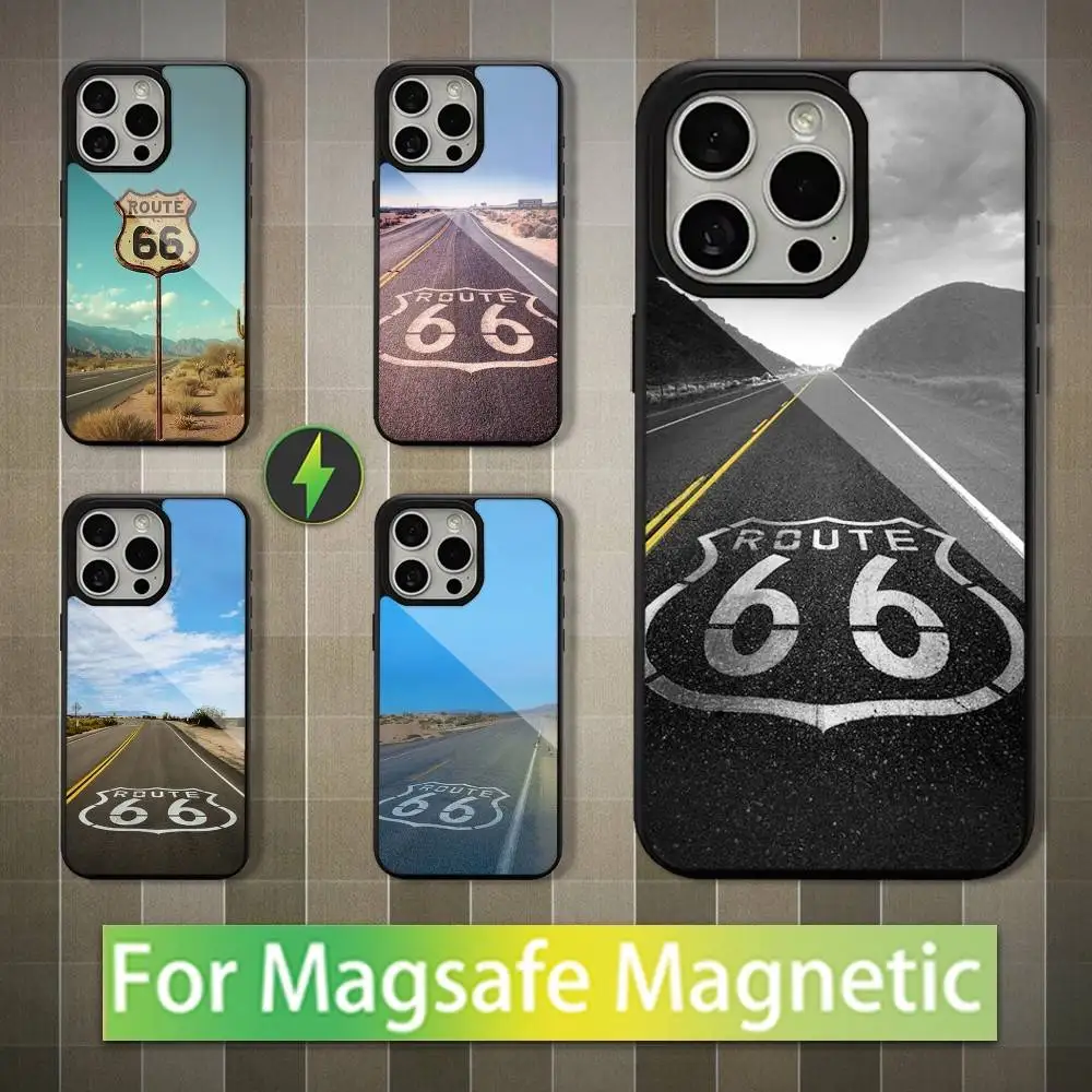 

Sign Route 66 America Phone Case For iPhone 16,17,15,14,13,12,11,Pro,Max,Plus,Mini,Magsafe,Magnetic Wireless Charging Case