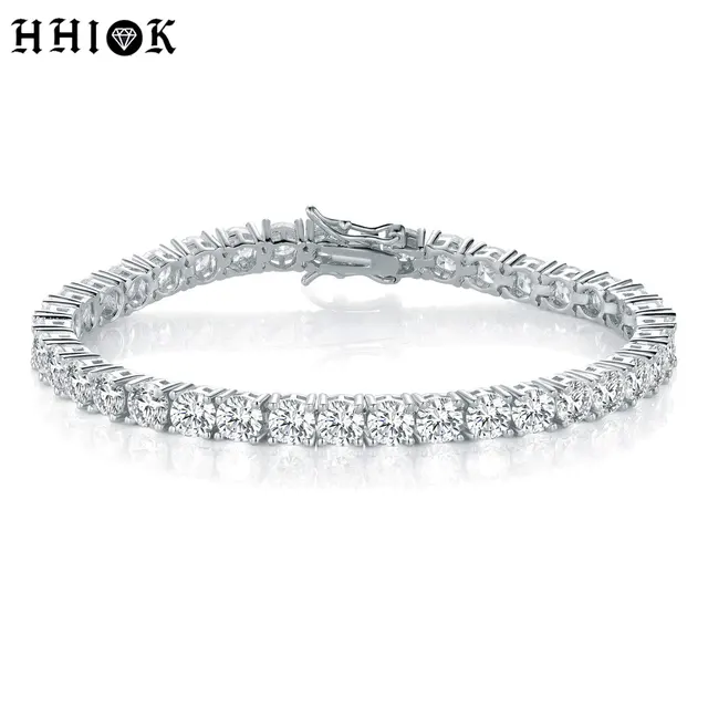 Luksusowa biżuteria Klasyczny design 5A+ Okrągła bransoletka tenisowa z cyrkoniami Bling Iced Out Hip Hop Chain dla mężczyzn i kobiet