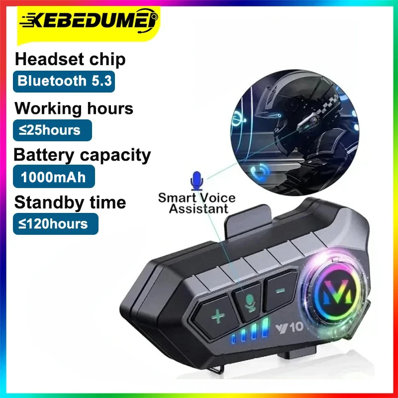 

Мотоциклетный шлем Y10 с Bluetooth 5.3, водонепроницаемая гарнитура IPX6, музыкальный плеер, динамик, возможность подключения 2 телефонов одновременно