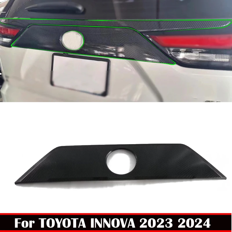 For Toyota INNOVA 2023 2024 ABS carbonfiber Trunk Tailgate Anti-Scratch Patch Cover Rear Door License Decorative Bright Strip