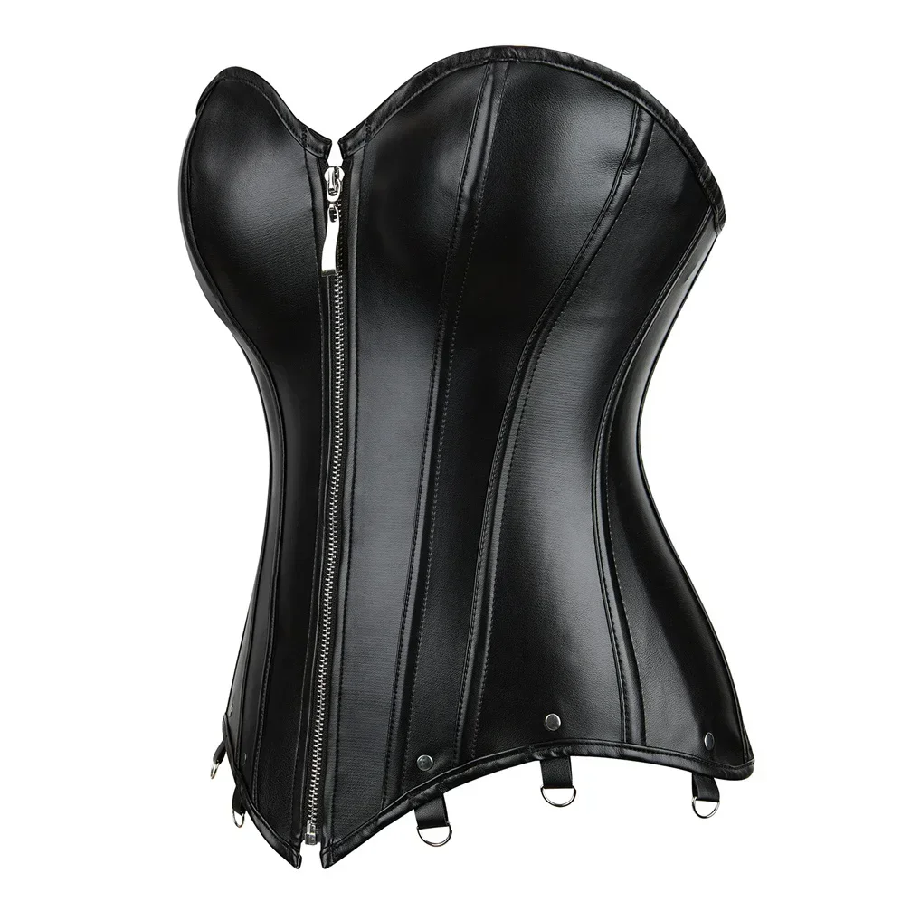 Women's Pirate Corset Gothic Leather Corsets Sexy Zip Bustier Steampunk Corsage Party Costume Valentines Day Outfits Plus Size