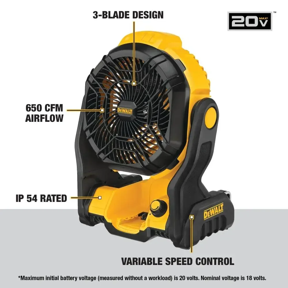 DEWALT DCE512 Portable Cordless Jobsite Fan Bare Tool 20V MAX Lithium Power Tool Outdoor Camping Fan For Outdoor DCE512N