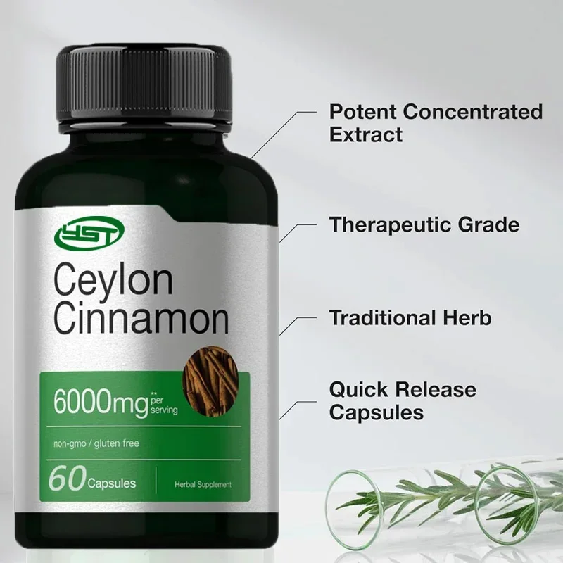 Ceylon Cinnamon Capsules | 6000 Mg  Non GMO and Gluten Free Supplements 60 Capsules