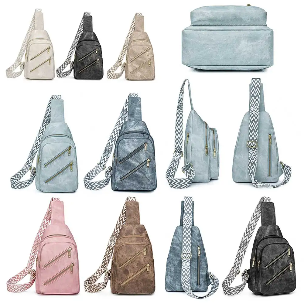 Dames Stijlvolle Crossbody Tas Met Brede Riem Eenvoudige Schoudertas Multi-Pocket Telefoon Portemonnee Reis Outdoor Tas