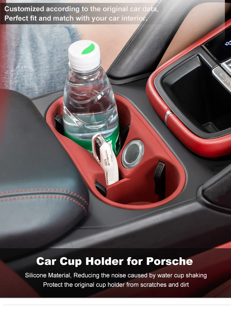 Silikon Auto Tasse Halter Für Porsche Cayenne Macan Center Konsole Flasche Halter Einsatz Anti Slip Trinken Organizer Auto Zubehör – Detail 1