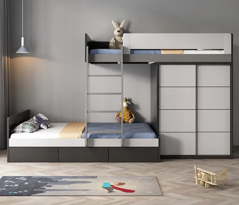 

Nordic Children Bed with Wardrobe Multi-purpose Bunk Bed Children's Bed