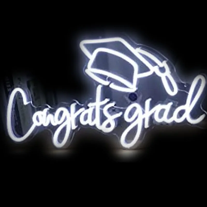 

Congrats Grad Neon Sign Wall Hanging Graduation Anime Room Decor Vintage Indoor Handcrafted Bedroom Decor Pipistrello Wall Light