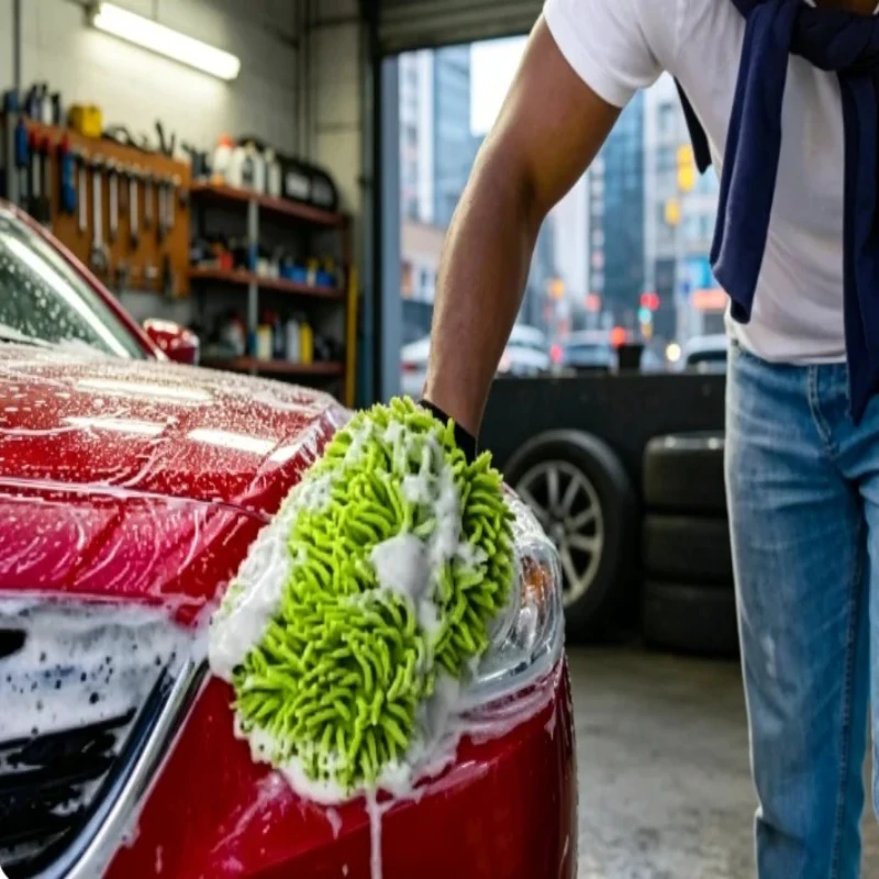 Car Cleaning Microfiber 2-piece Set - Scratch Free and Lint Free High-quality Lint Microfiber Car Wash Gloves Green 2026