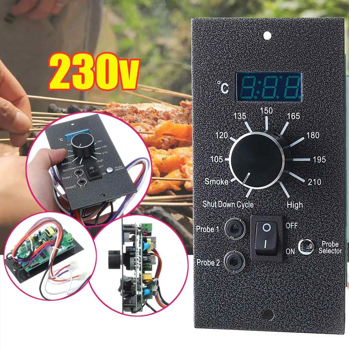 

230V Iron Digital Thermostat Board Upgrade Temperature Controller Replacement For Pellet Grill Kitchen BBQ Barbecue Stove Tools