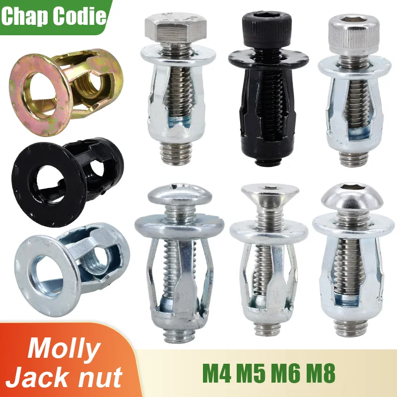 M4 M5 M6 M8 Petal Shape Molly Jack Nut Expansion Rivet Nuts Metal Panel Clamp Lock Rivnut License Plate Fix Bolt Screws Rivets