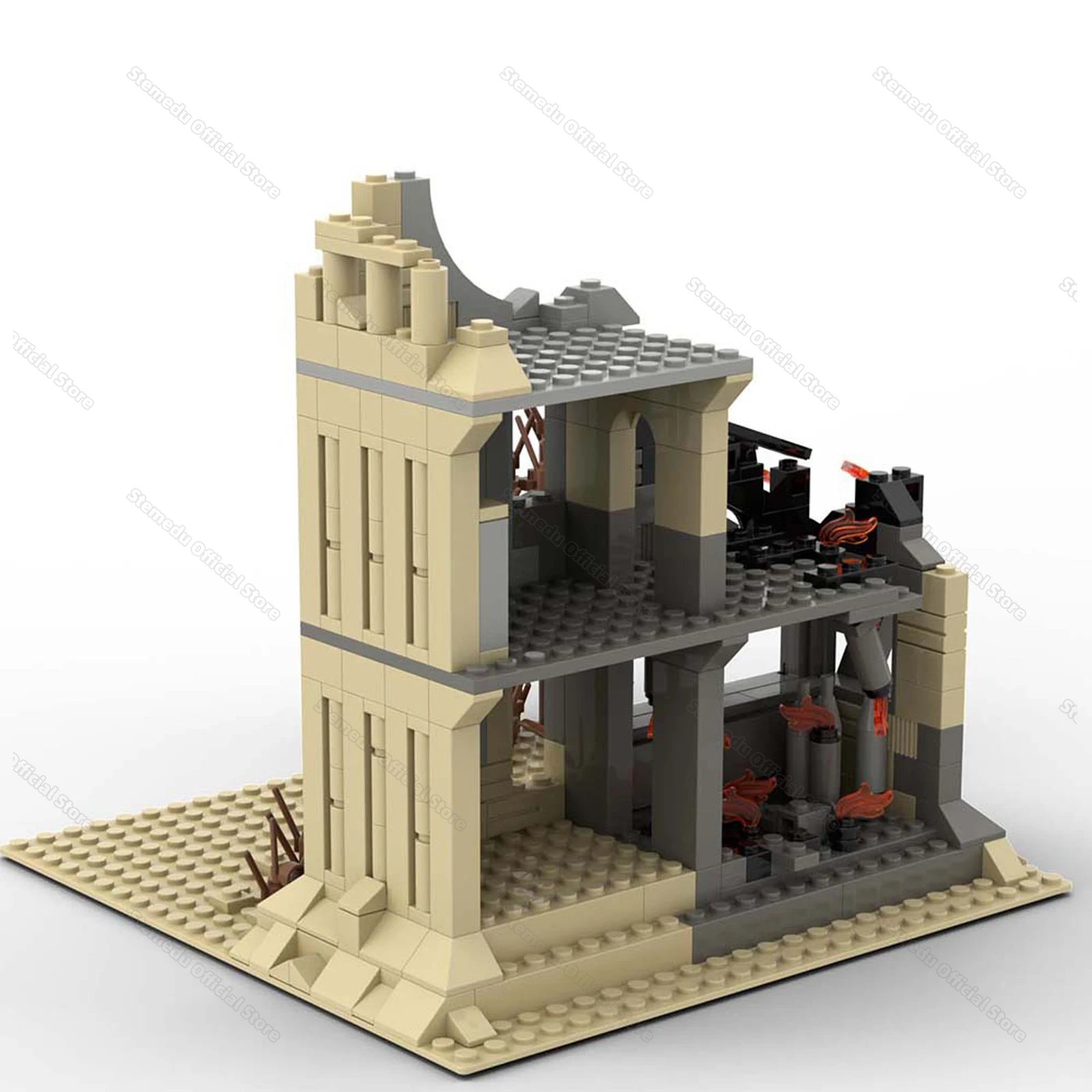 MOC Military Conflict Scene Compatible Building Blocks Toy Set with Battlefield Architecture Model Toys Gift