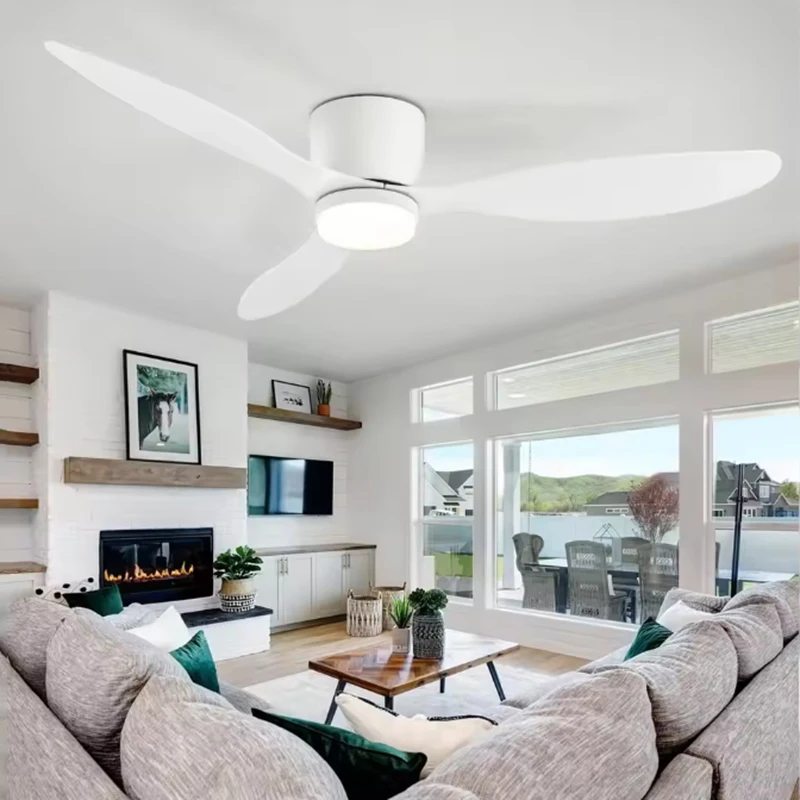 Modern LED Ceiling Fan Lights Low Floor Decorative Lights with Remote Control, Home Lighting with Fans in Bedrooms and Homes