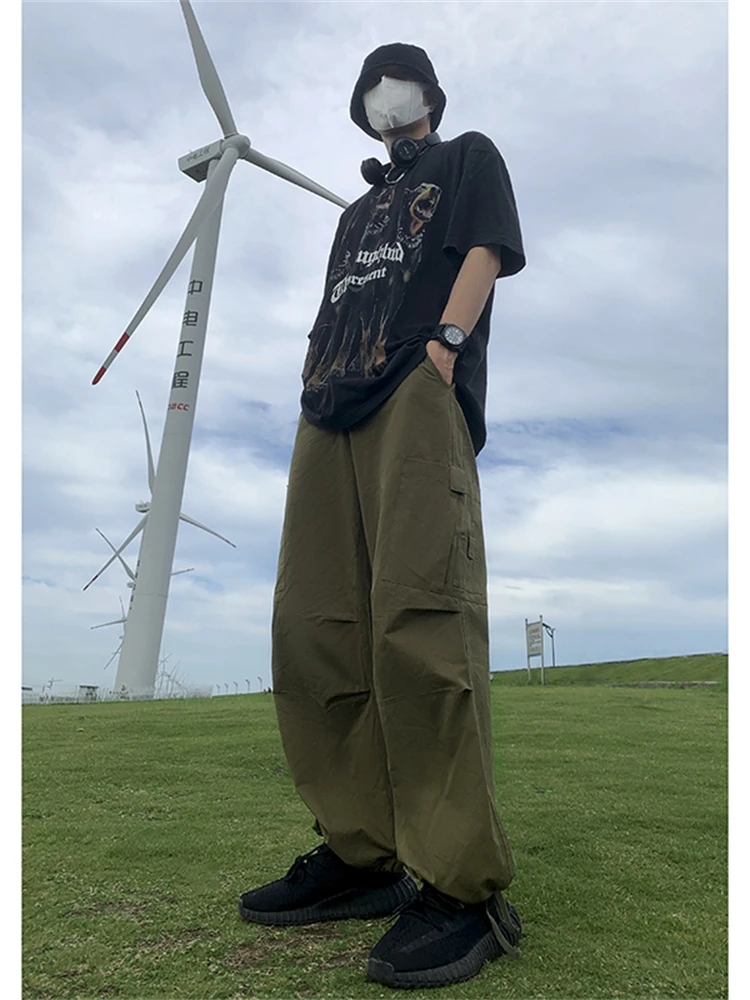 

Men's Summer Loose Straight Leg Workwear Pants Qui Dry Casual Long Trousers Faionable Brand Hip Hop Sle Cargo Trousers