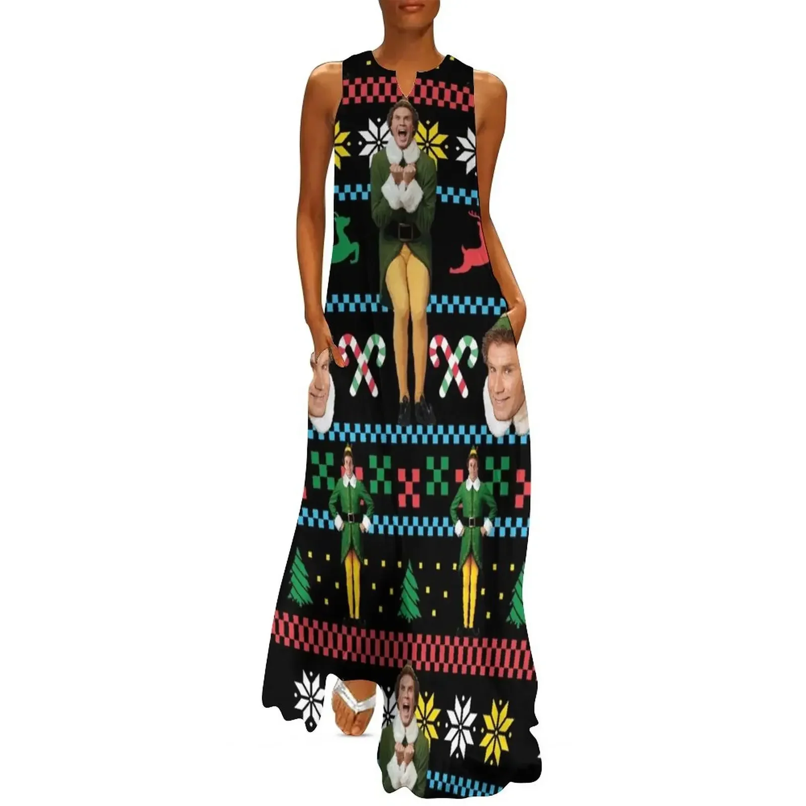 

Buddy The Elf Ugly Christmas Sweater Design Classic Xmas Movie Fun Gift Will Ferrell Long Dress womans clothing Dress