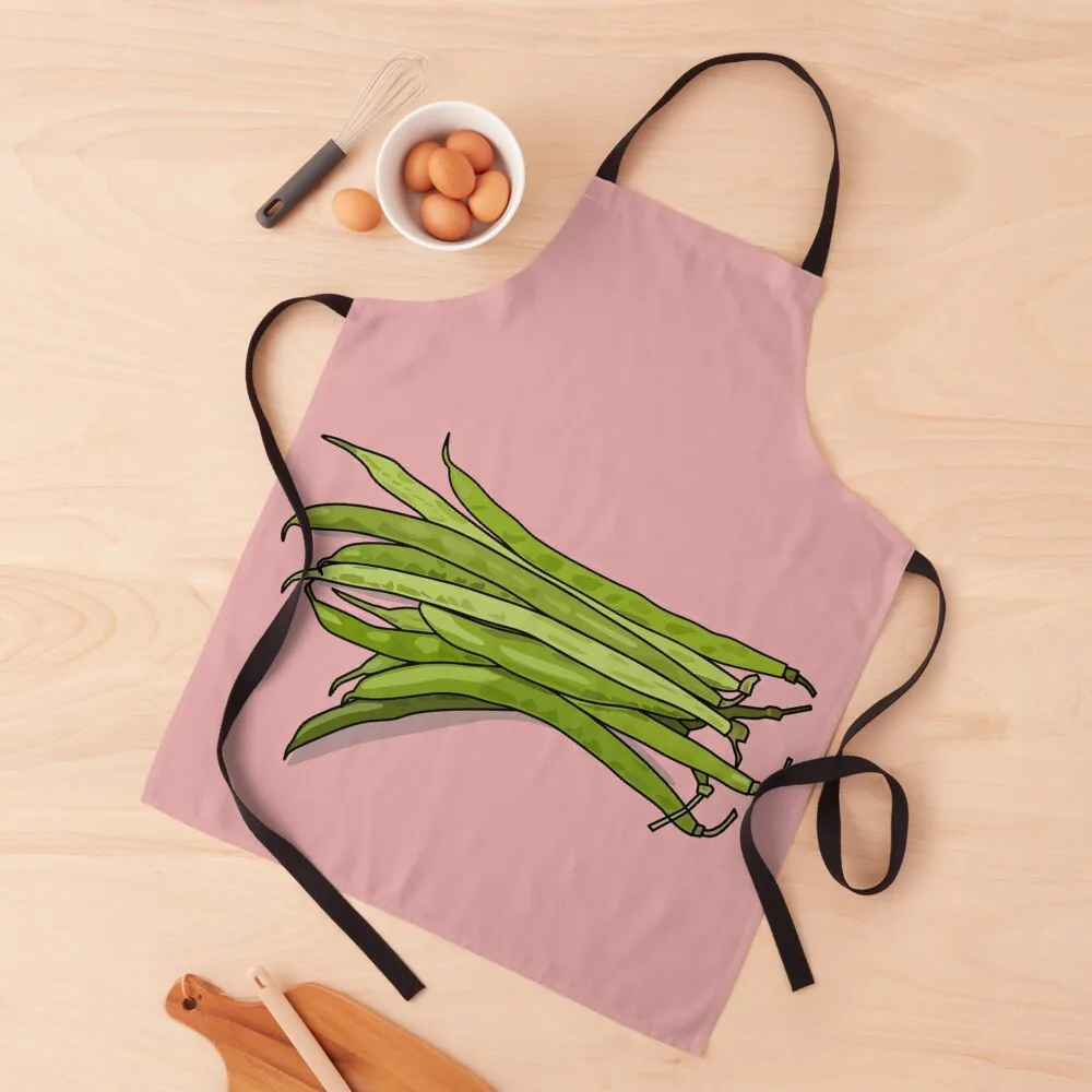 

Green beans cartoon illustration Apron Home Cleaning Novelties Kitchen And Home Apron