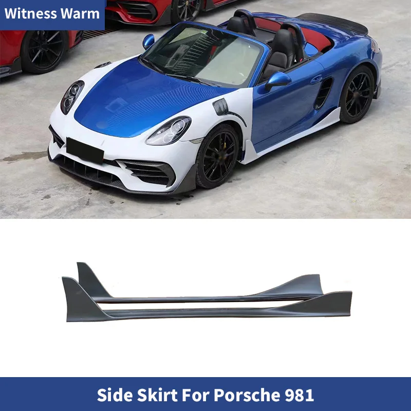 For Porsche Cayman Boxster S 981 2013-2016 Carbon Fiber / FPR Side Skirts Door Bumper Extensions Lip Body Kit Car Accessories