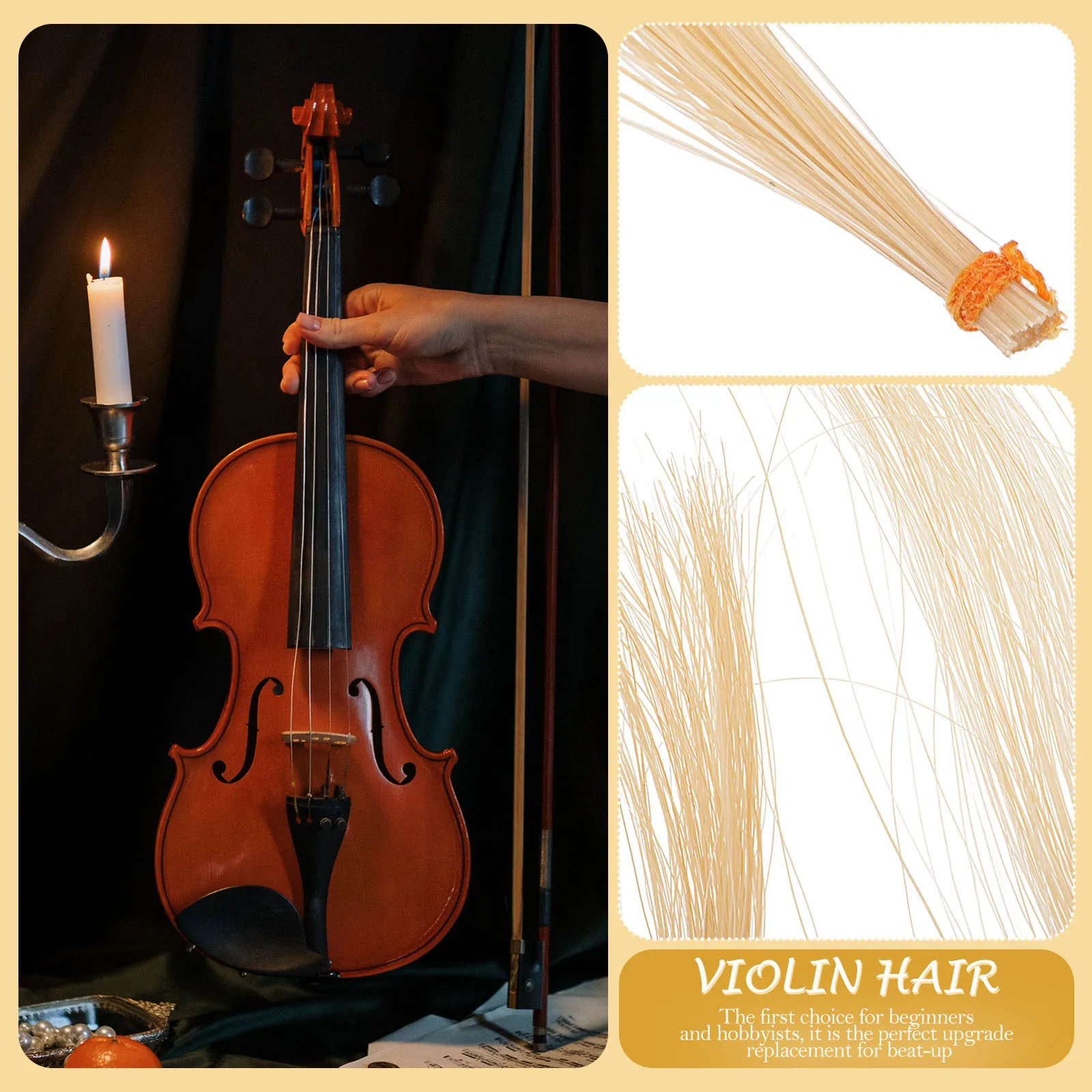 

Professional Violin Bow Hair Horse Tail String Instrument Replacement For Student Beginner Practice Repair Violin