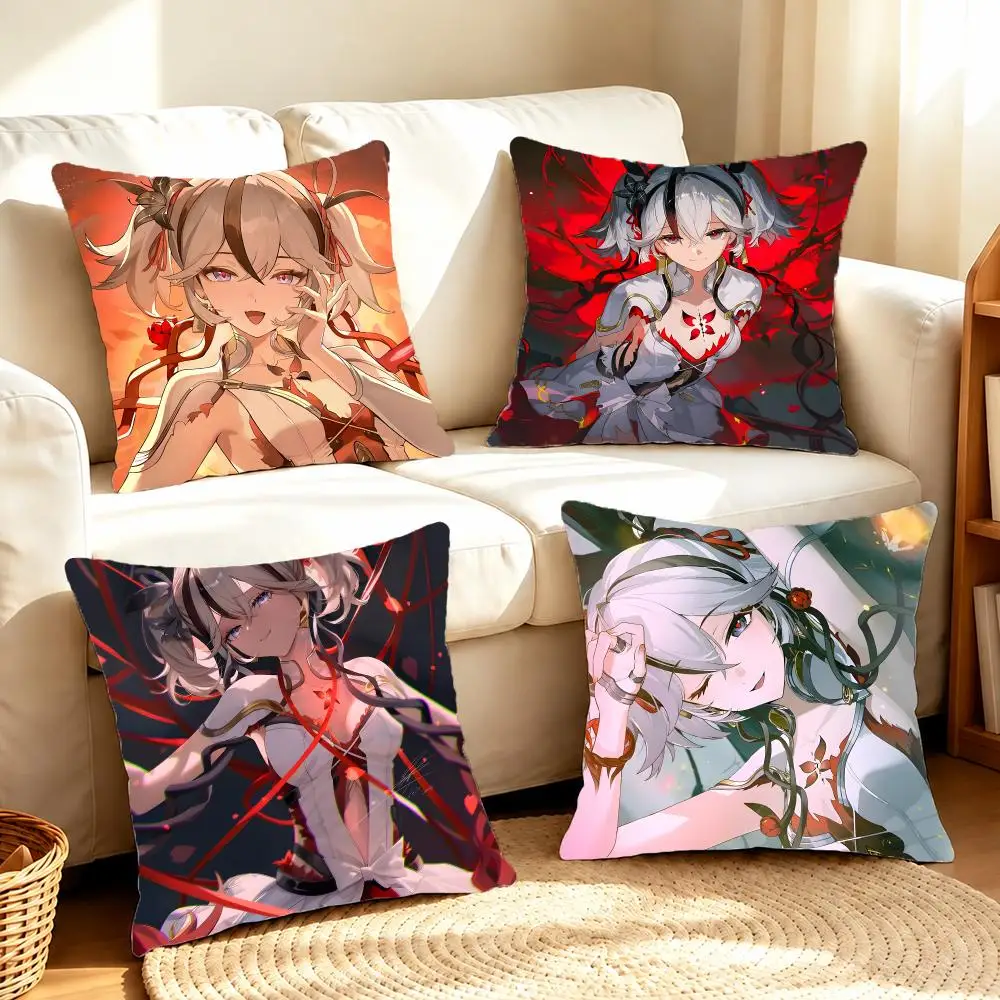 Alluring Wild Game W-Wuthering Waves Camellya Cushion Cover Sofa Living Room Home Decor Invisible Zipper Anti-dustmite Shell