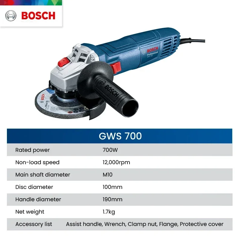 Bosch GWS 700 Angle Grinder Wired 110/220V Polishing Cutting Machine 12000rpm 100mm Discs Electric Grinding Machine Power Tools - view 2