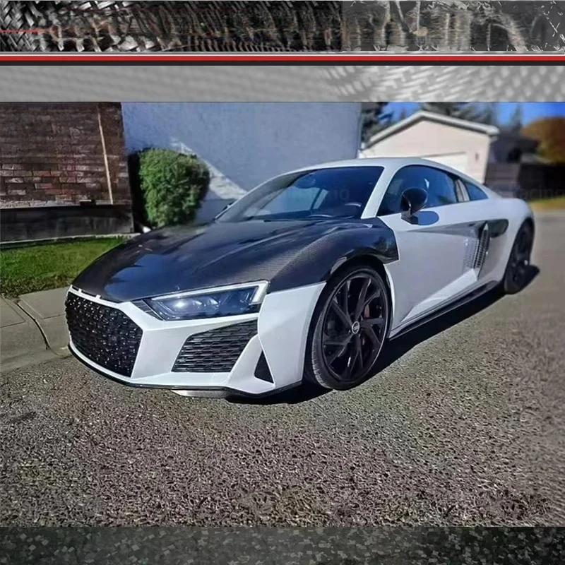 

Dry Carbon Fiber Front Racing Style Hood Sports Car 2017-2024 Screw-On Gloss Easy Installation Exterior Parts