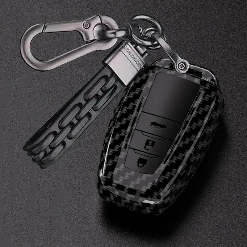 

Fashion Carbon Car Key Case Full Cover Shell For Toyota Prius Camry Corolla CHR C-HR RAV4 Land Cruiser Prado Keychain Accessorie