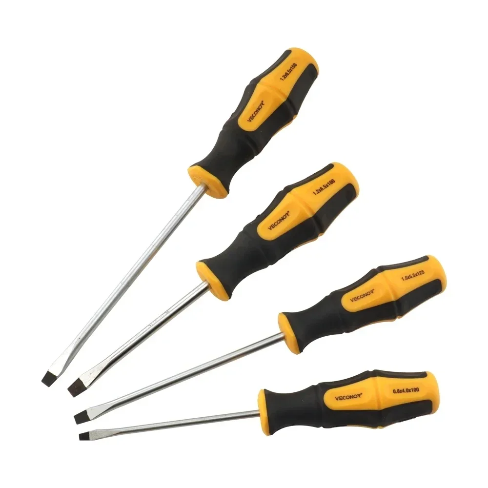 Magnetic Slotted Flat Head Screwdriver Multifunctional Household Basic Anti Slip Manual Screw Drive Tool Magnetic Screwdriver