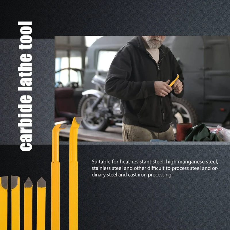 Outils de coupe de tour à pointe brasée au carbure, haute dureté de tige, mèche de tournage et de fraisage, mèche de soudage, YW1, 8x8mm, ensemble de 9 pièces