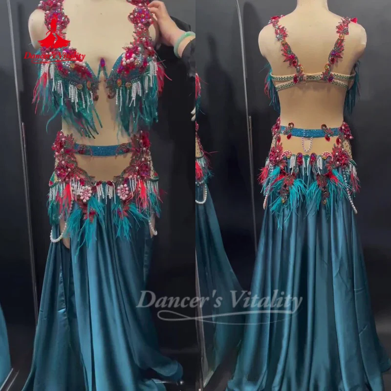Belly Dance Set Customized High End Luxury AB Stones Competition Performance Costume Oriental Dance Clothing Dance's Vitality