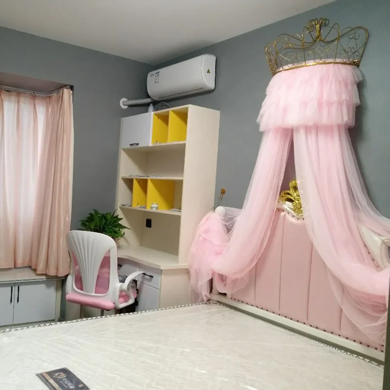 Princess Crown Mosquito Net Bed Curtain Girl Children Room Decor Bedside Yarn Net Romantic Princess Tents Bed Canopy Valance