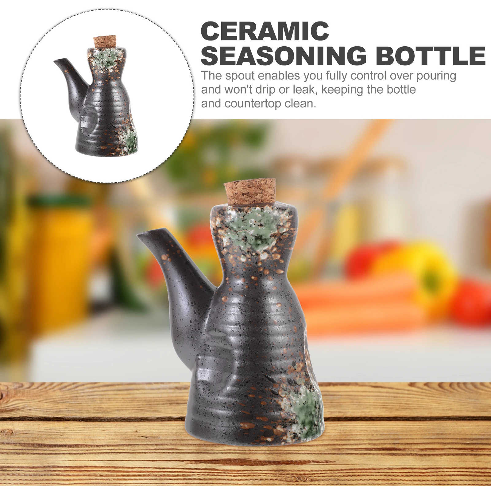 

Soy Sauce Dispenser Ceramic Vinegar Jar Seasoning Bottle Kitchen Supplies Non Drip Japanese Style Home Cafe Restaurant