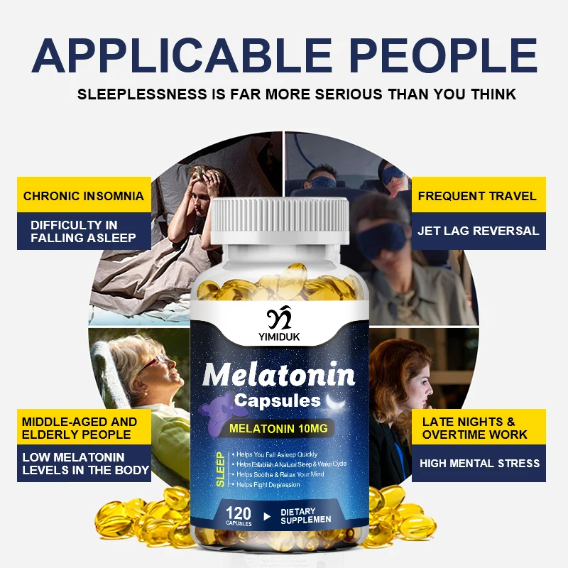 10Mg Melatonin Capsules Anxiety Stress Relief Help Deep Sleep Save Insomnia Supplements Melatonin Healthy Sleep