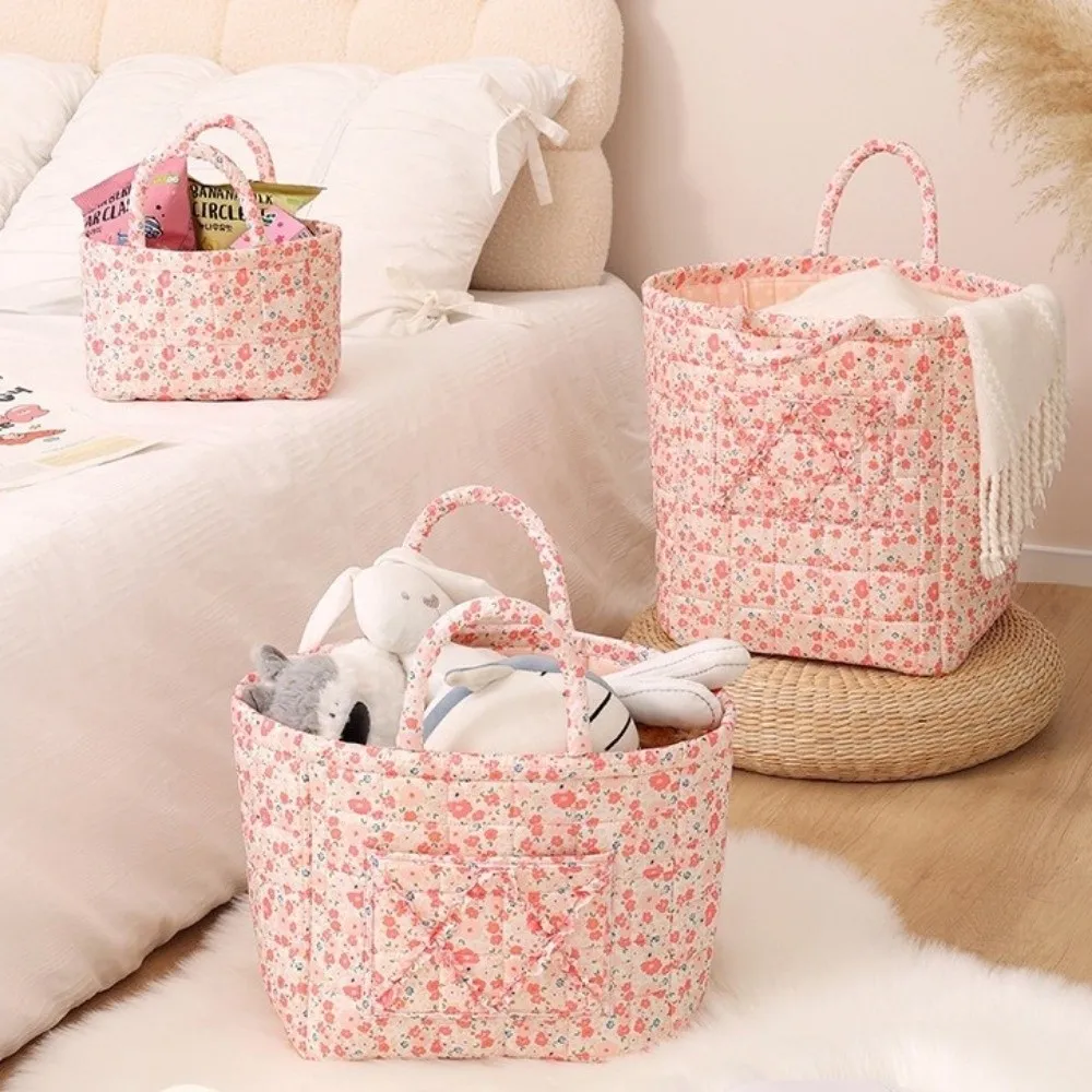 

Large Capacity Laundry Storage Basket Folding Easy Carry Handles Dirty Clothes Basket Space Saving Floral Design