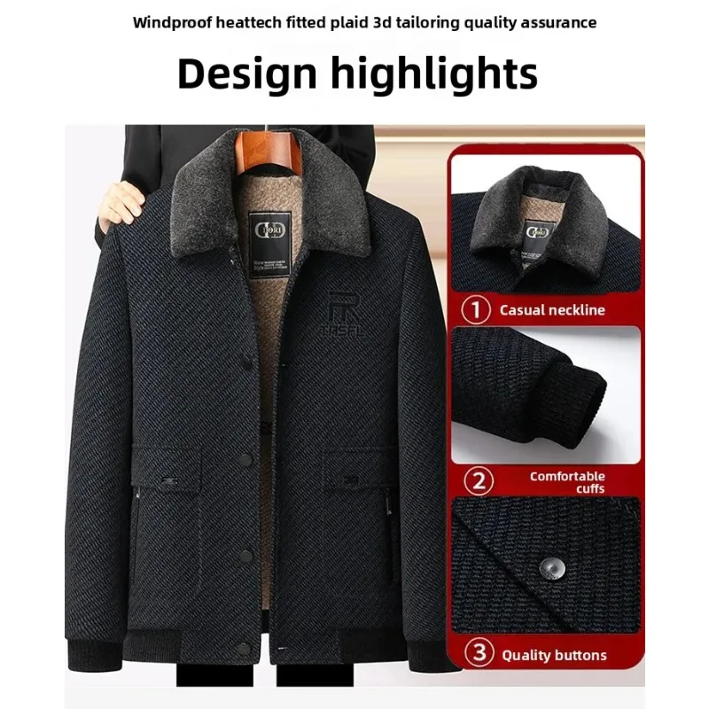 

Fleece Thickened Cotton-padded Men's Short Coat Winter Men's Chenille Men's Warm Fashionable Coat for Middle-aged Elderly People