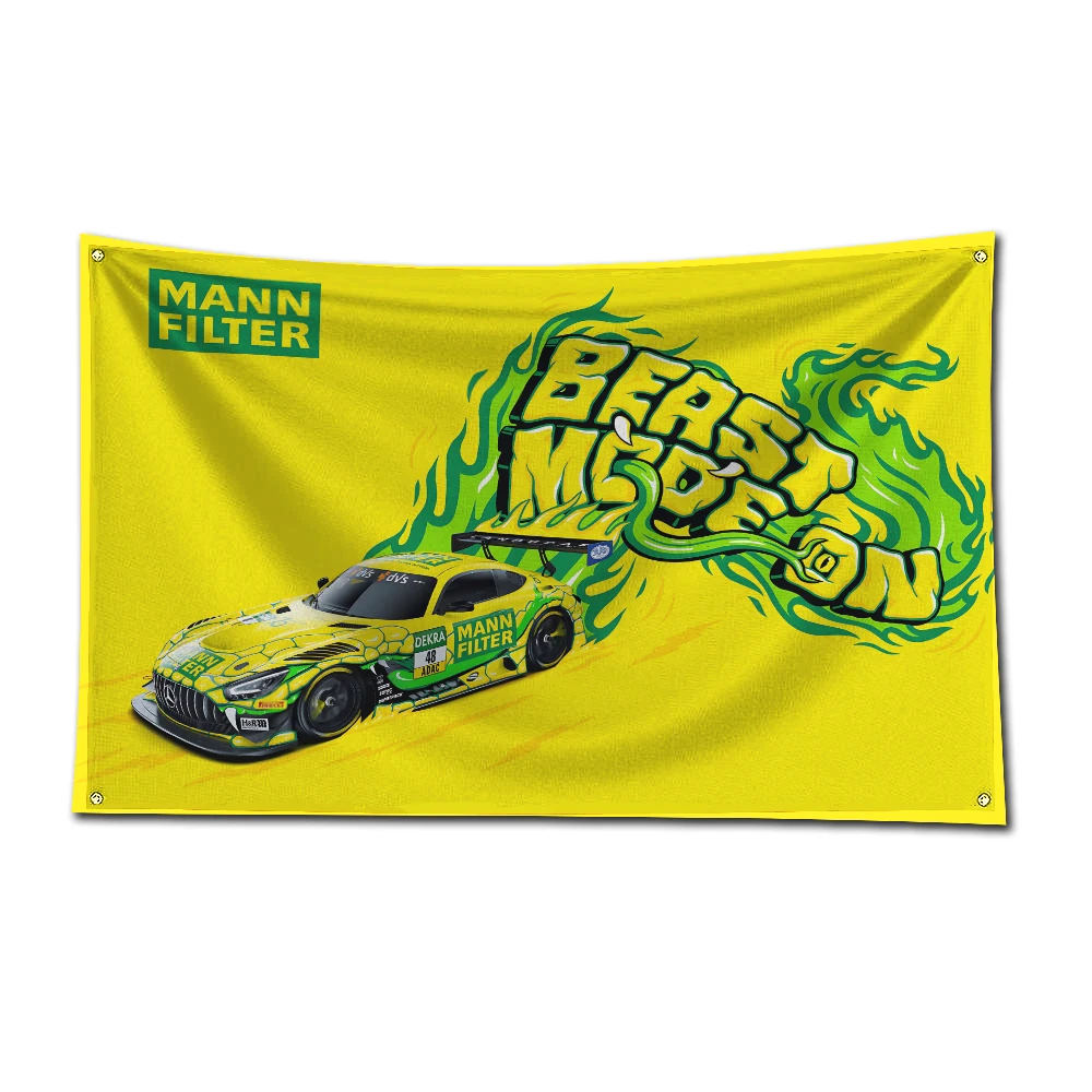 M-mann Filters-Bandera de coche de poliéster, cartel de impresión Digital, arte de pared de garaje, decoración de puerta exterior con ojales de