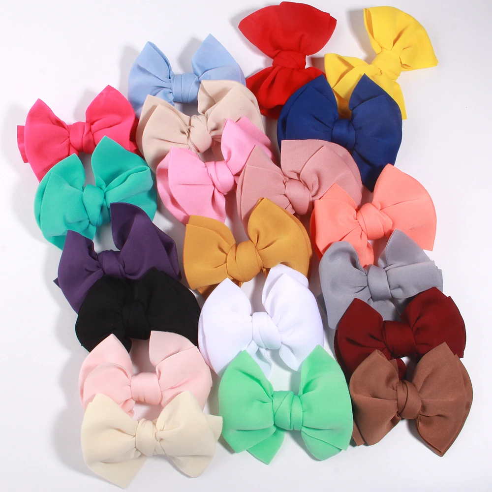 Solid Turban Headband 12cm Elastic Bow Top Knot Headwrap for Baby Girls Toddler Nylon Hair Bands Kids Fashion Hair Accessories